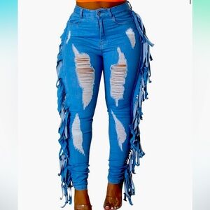 Fringed Distressed Jeans